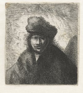 Zelfportret met een schuine bontmuts: Buste, ca. 1631 door Rembrandt van Rijn
