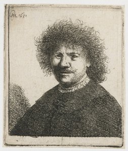 Zelfportret in een mantel met vallende kraag: buste door Rembrandt van Rijn