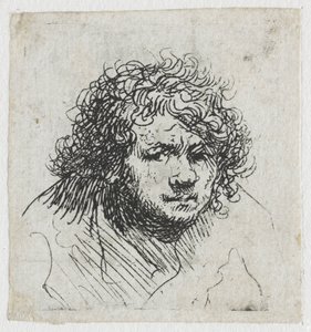 Zelfportret leunend naar voren: buste door Rembrandt van Rijn