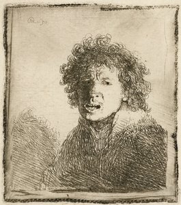Zelfportret met open mond, alsof schreeuwend: buste door Rembrandt van Rijn
