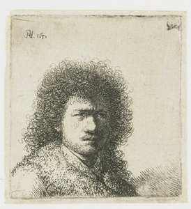 Zelfportret met wild haar: buste door Rembrandt van Rijn