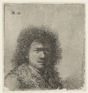 Zelfportret met wild haar: buste door Rembrandt van Rijn