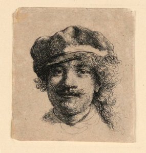 Zelfportret met een Zachte Pet: Gezicht van Voren, Alleen Hoofd