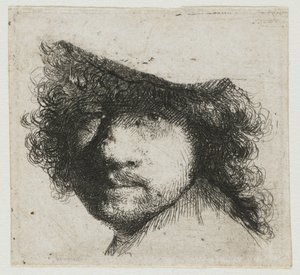 Blad met studies: hoofd van de kunstenaar
