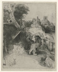 St. Hiëronymus lezend in een Italiaans landschap