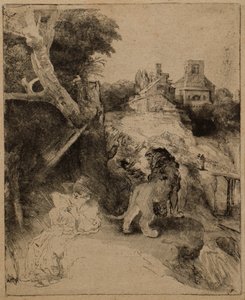 St. Hiëronymus lezend in een Italiaans landschap