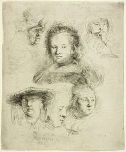 Studies van het hoofd van Saskia en anderen