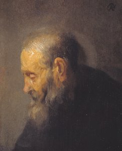 Studie van een oude man in profiel