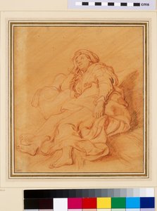 Studie van de figuur van Rachel door Rembrandt van Rijn