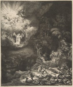 De engel verschijnt aan de herders, 1634 door Rembrandt van Rijn