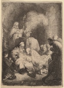 De besnijdenis: kleine plaat door Rembrandt van Rijn