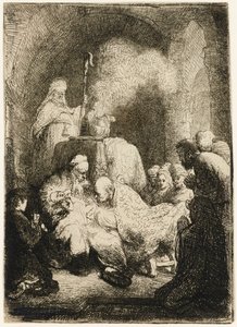De besnijdenis: kleine plaat door Rembrandt van Rijn
