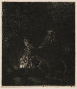 De vlucht naar Egypte (een nachtstuk) door Rembrandt van Rijn
