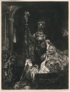 De Presentatie in de Tempel in de Donkere Manier door Rembrandt van Rijn