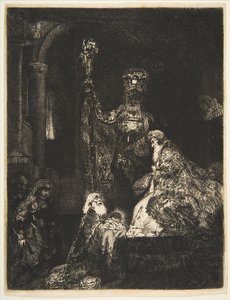 De presentatie in de tempel in de donkere manier, ca. 1654 door Rembrandt van Rijn