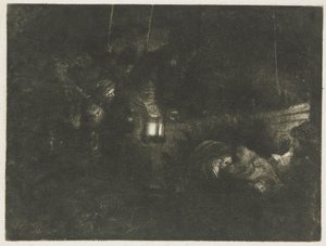 De aanbidding van de herders: een nachtstuk door Rembrandt van Rijn