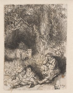 De slapende herder door Rembrandt van Rijn