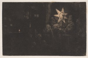 De ster van de koningen: een nachtelijk werk door Rembrandt van Rijn
