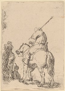 Geturband Soldaat te Paard door Rembrandt van Rijn