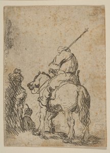 Geturband soldaat te paard door Rembrandt van Rijn