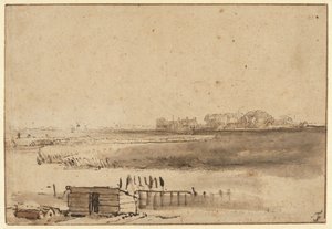 Zicht op Houtewael bij de Sint Anthoniespoort [recto] door Rembrandt van Rijn