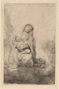 Maagd en Kind in de Wolken door Rembrandt van Rijn