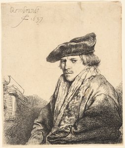 Jonge Man met een Fluwelen Muts (Ferdinand Bol?) door Rembrandt van Rijn