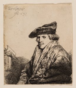 Jonge Man in een Fluwelen Muts (Petrus Sylvius?) door Rembrandt van Rijn