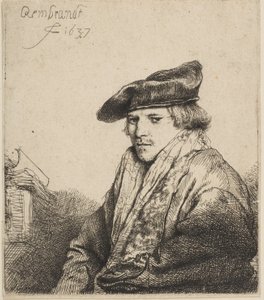 Jonge Man met een Fluwelen Muts door Rembrandt van Rijn
