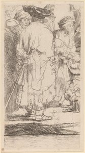 De man met een stok (Fragment uit de Honderd Guilder Print) door Rembrandt van Rijn and William Baillie