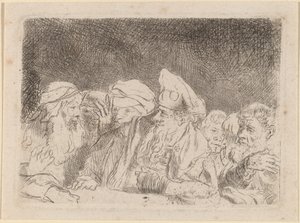 De Farizeeën debatteren (Fragment uit de Honderd Guilder Print)