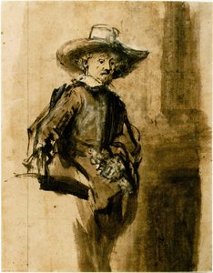 Studie voor een van de Syndics, Volkert Jansz. door Rembrandt van Rijn