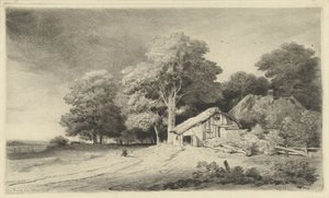 Boerderij aan een weg door Remigius Adrianus Haanen