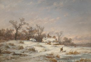 Winterlandschap met decoratieve figuren