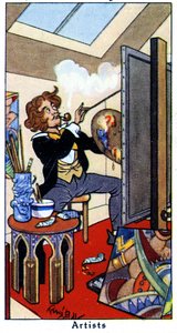 Een kunstenaar schildert in zijn atelier, 1936