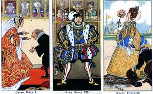 Koning Hendrik VIII met zijn twee dochters, Mary I en Elizabeth I, 1936