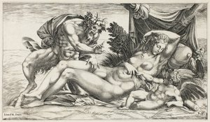 Jupiter en Antiope door Rene Boyvin