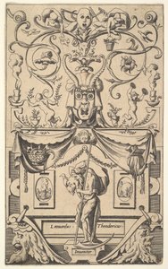 Paneel met figuur van Saturnus, plaat 1, ca. 1550-65 door Rene Boyvin