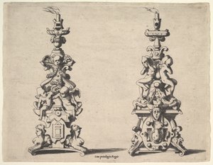 Twee kandelaars ontwerpen, ca. 1550-60