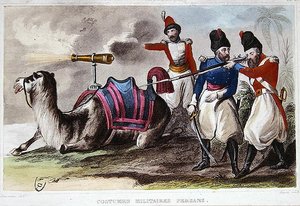 Negentiende Eeuwse Perzische Militaire Kostuums en een Kameel met een kanon, c.1840