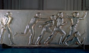 Atletenpaneel in glas door Rene Jules Lalique