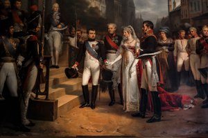 Napoleon ontvangt de koningin van Pruisen in Tilsit