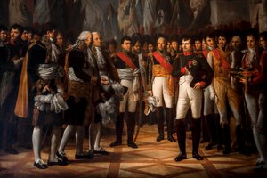 Napoleon ontvangt de senatoren in het Koninklijk Paleis in Berlijn