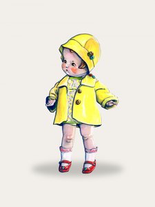 Schattig poppenpakje in geel
