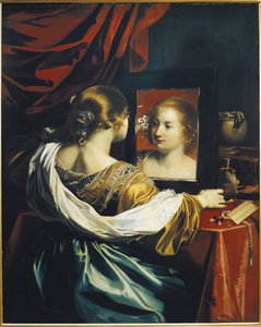 IJdelheid of Jonge vrouw bij haar toilet, ca. 1626 door Renieri