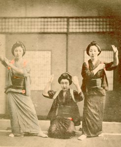 Meisjes dansen c.1896 door Renjo Shimooka