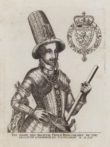 Koning James VI van Schotland door Renold (after) Elstrack
