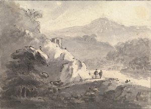 Landschap met Twee Figuren op een Weg door Rev. William Gilpin