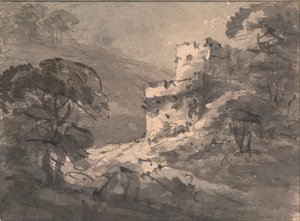Landschap met een Vernietigd Kasteel aan de Rechterkant
