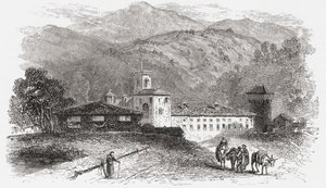 Klooster in Vallombrosa, Florence, Italië in de late 19e eeuw. Uit Italiaanse Afbeeldingen door Rev. Samuel Manning, gepubliceerd c.1890. door Reverend Samuel Manning